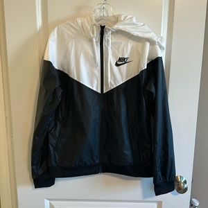 Nike Black and White Hooded Jacket Size Medium